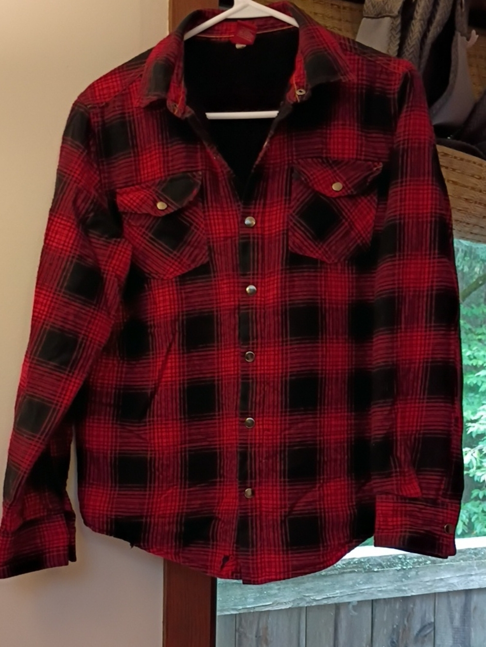 Boys Red and Black Plaid Flannel Shirt